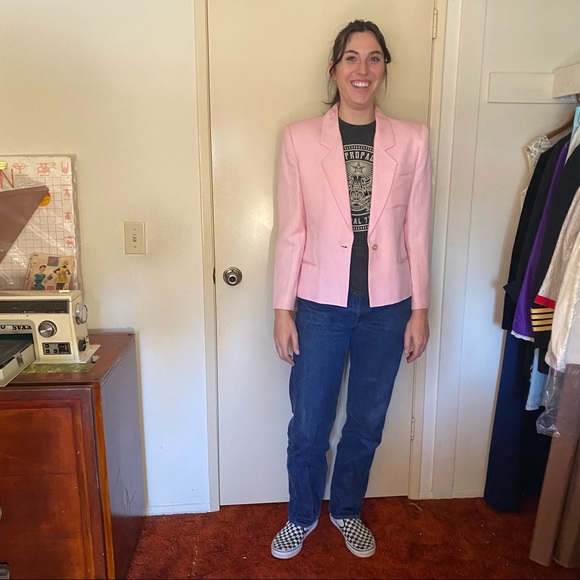 NWOT vintage Peabody House Linen Blazer, Pink - Picture 10 of 16